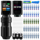 CNC Tattoo Machine Kit E77 PRO 4.0 Stroke Wireless Tattoo Machine with 2 Batteries & 40PCS Cartridges
