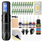 Solong SL-TKE200A-1 Wireless Tattoo Gun Kit – 7 Adjustable Stroke Lengths, 1600mAh Battery, Cartridge Needles, Color Inks & Custom Wallpaper for Beginners & Pros