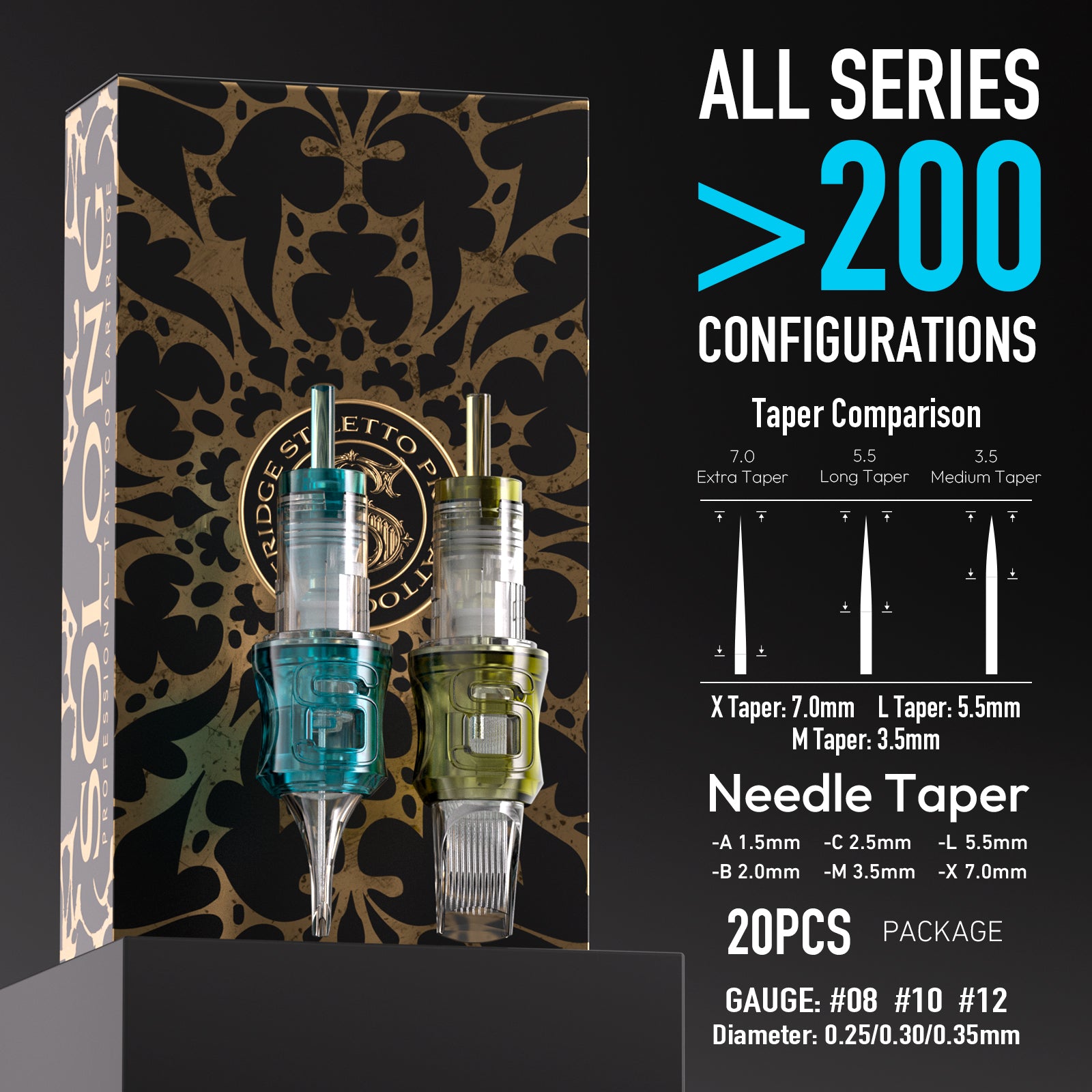 Solong STILETTO PRO Cartridges RL/RS/RM/M1 20PCS