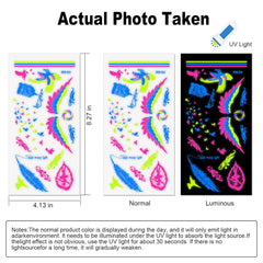 PFARRER 20 Sheet Glow in The Dark Neon Temporary Tattoos/Tattoo Stencils