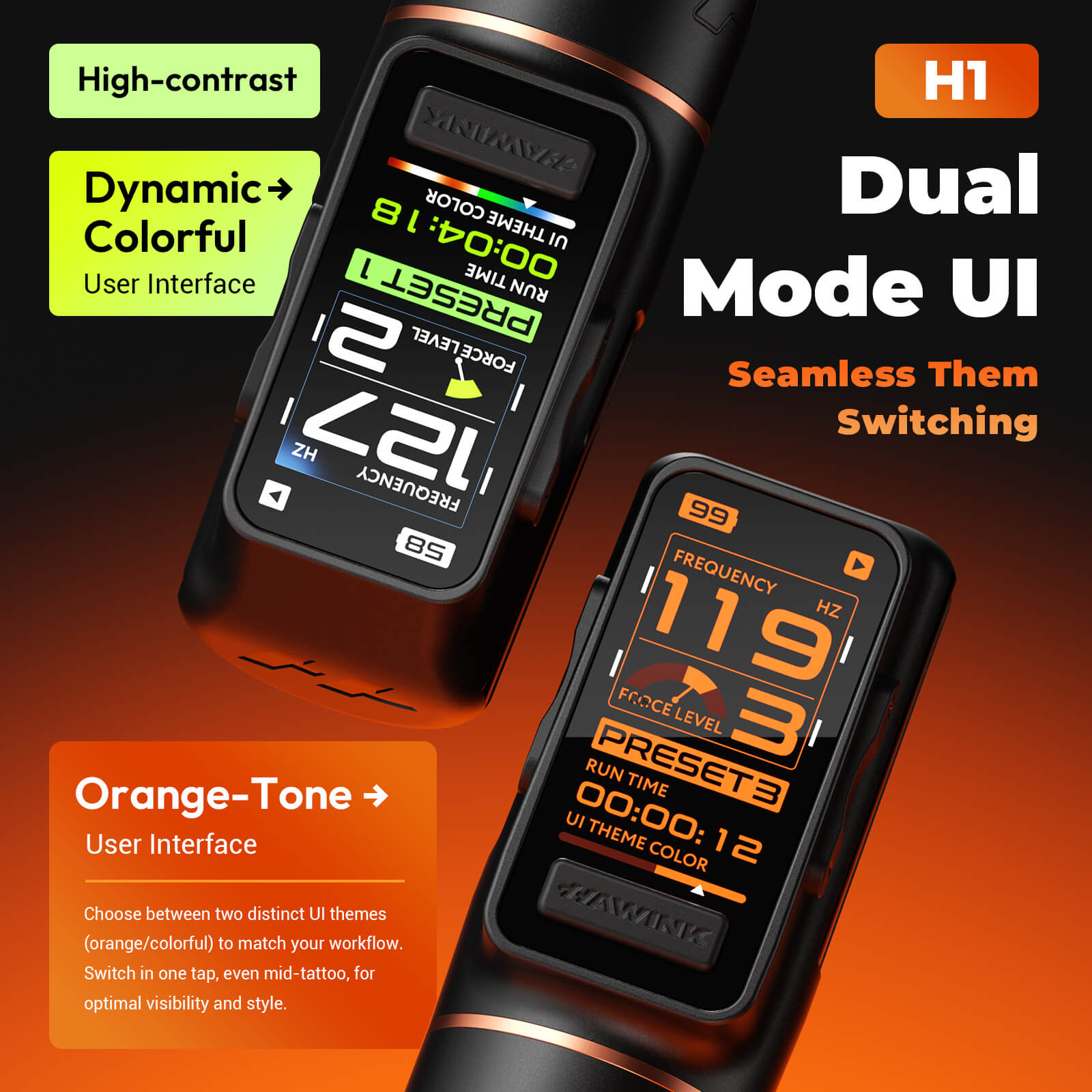 H1 Wireless Tattoo Pen Machine - Adjustable Stroke (3.5/4.0/4.5mm), Smart Color Screen, 1520mAh Battery Rotary Tattoo Machine