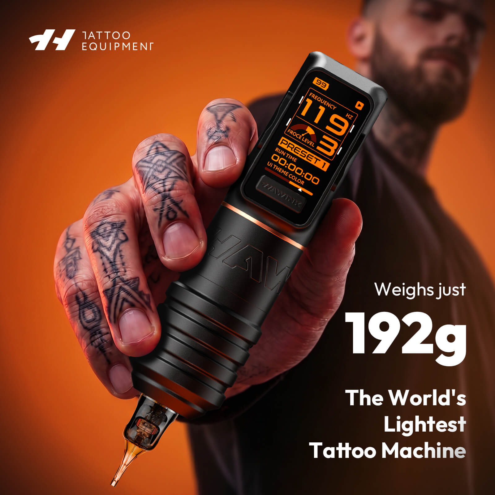 H1 Wireless Tattoo Pen Machine - Adjustable Stroke (3.5/4.0/4.5mm), Smart Color Screen, 1520mAh Battery Rotary Tattoo Machine