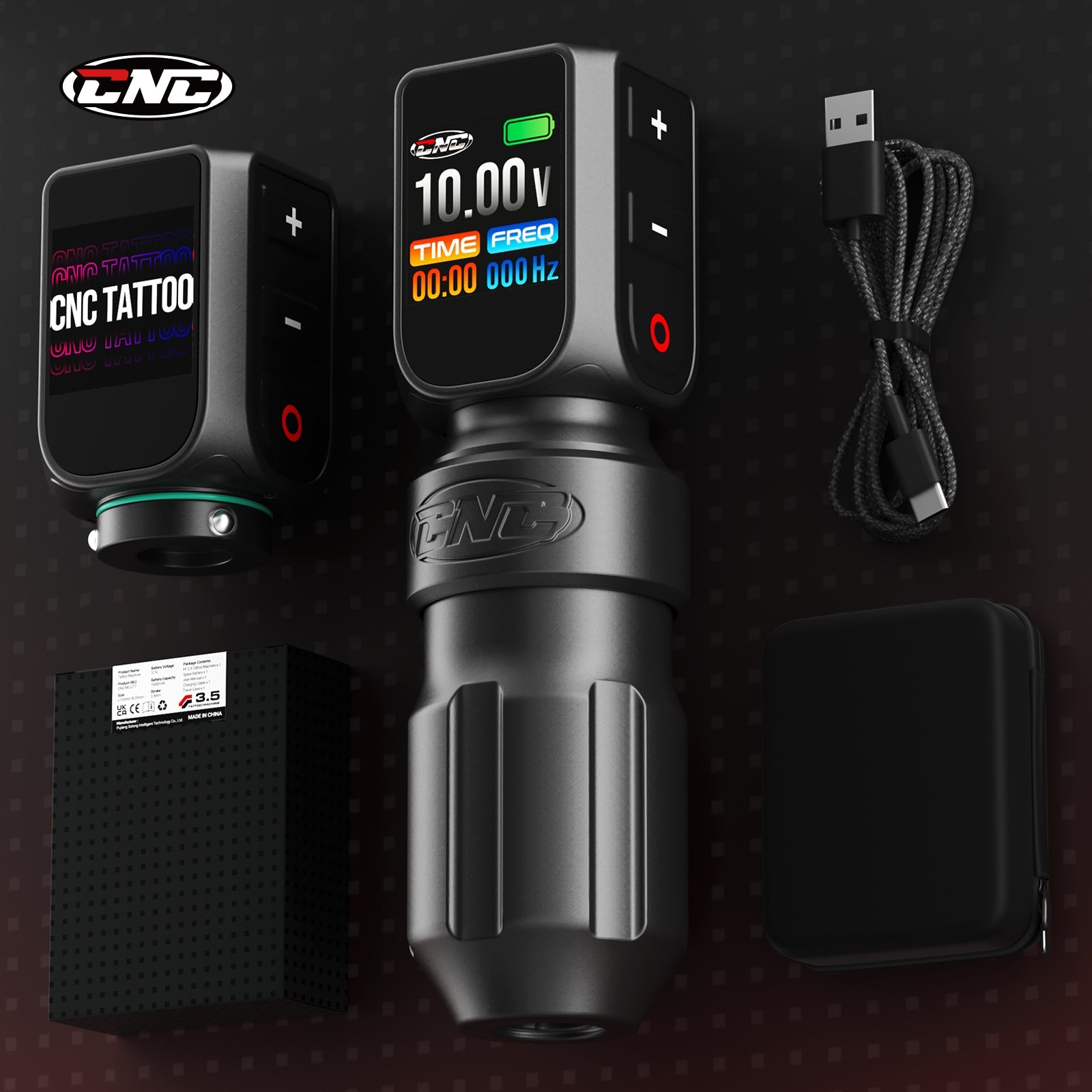 CNC E77 PRO 4.0 Stroke Wireless Tattoo Machine Dual Batteries