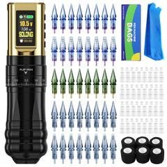 SOLONG Tattoo Machine Kit E96 7 Stroke Adjustable Wireless Tattoo Machine with 40PCS Cartridges