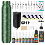 Tattoo Kit - 1600mAh Tattoo Machine Pen with 10 Cartridge Needles, Transfer Paper, and 60ml Transfer Gel for Beginners EF-TK-P753KITB-10