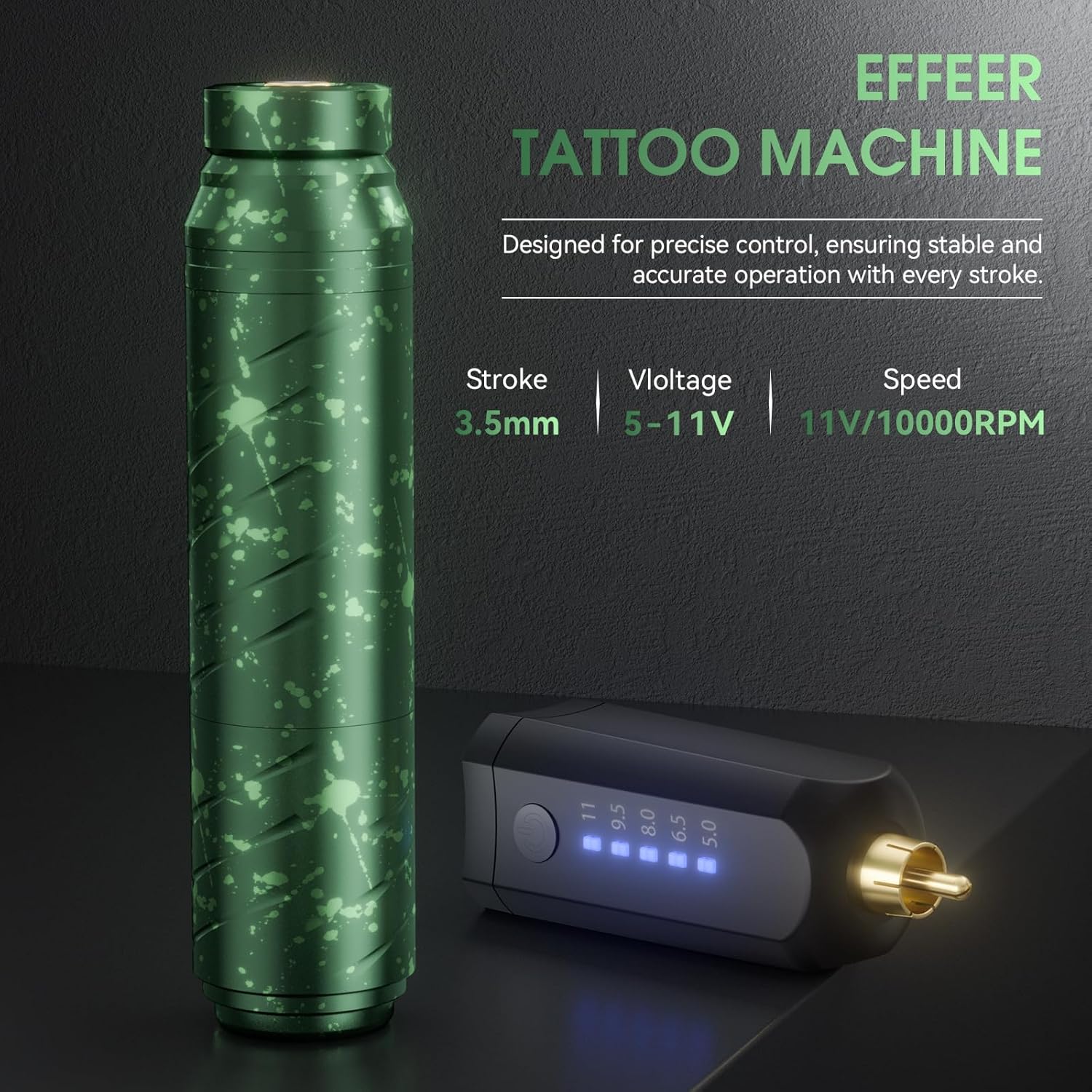 Tattoo Kit - 1600mAh Tattoo Machine Pen with 10 Cartridge Needles, Transfer Paper, and 60ml Transfer Gel for Beginners EF-TK-P753KITB-10