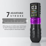 Tattoo Pen Kit, 2300mAh Wireless Tattoo Machine with 7 Adjustable Voltage & 2 Working Modes, 20 Needles & Transfer Paper, Professional Tattoo EF-TKE754A-4