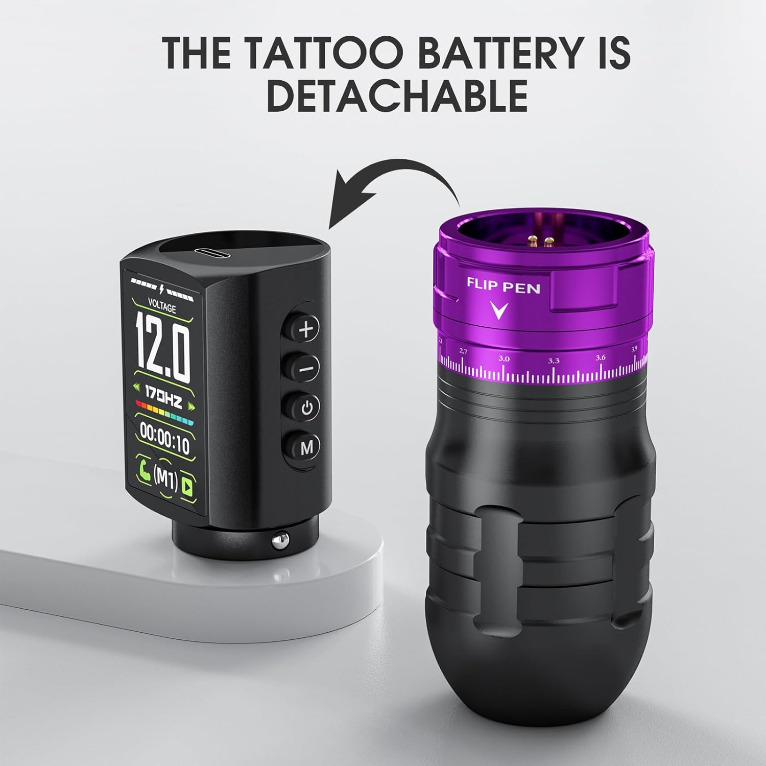 Tattoo Pen Kit, 2300mAh Wireless Tattoo Machine with 7 Adjustable Voltage & 2 Working Modes, 20 Needles & Transfer Paper, Professional Tattoo EF-TKE754A-4