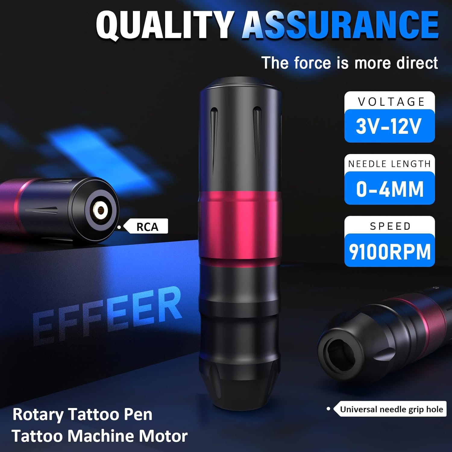 Professional Tattoo Kit - 1600mAh Wireless Pen Machine, 10 Cartridge Needles & Transfer Paper - Complete Starter Set for Beginners - EF-TKP752B-2