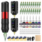 Tattoo Kit Tattoo Machine Kit with 2 Tattoo Batteries,20PCS Pro Tattoo Cartridge Needles,LED Digital Display Complete Tattoo Kit for Beginners and Artists EF-TKP752A-2