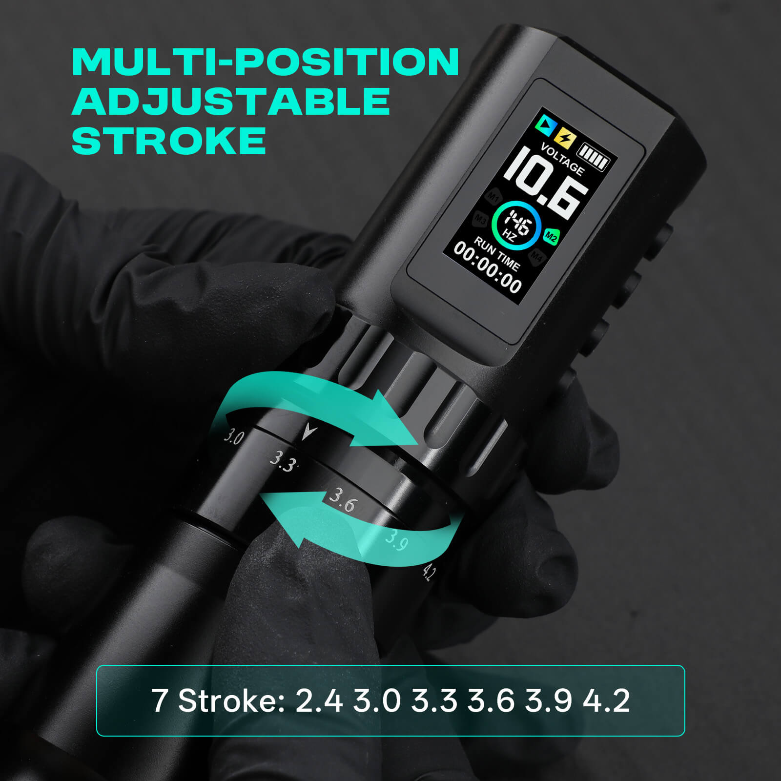 Solong E201 Wireless Tattoo Pen with 7 Stroke Lengths & Dual 1800mAh Batteries – 14H Runtime, High Torque Motor