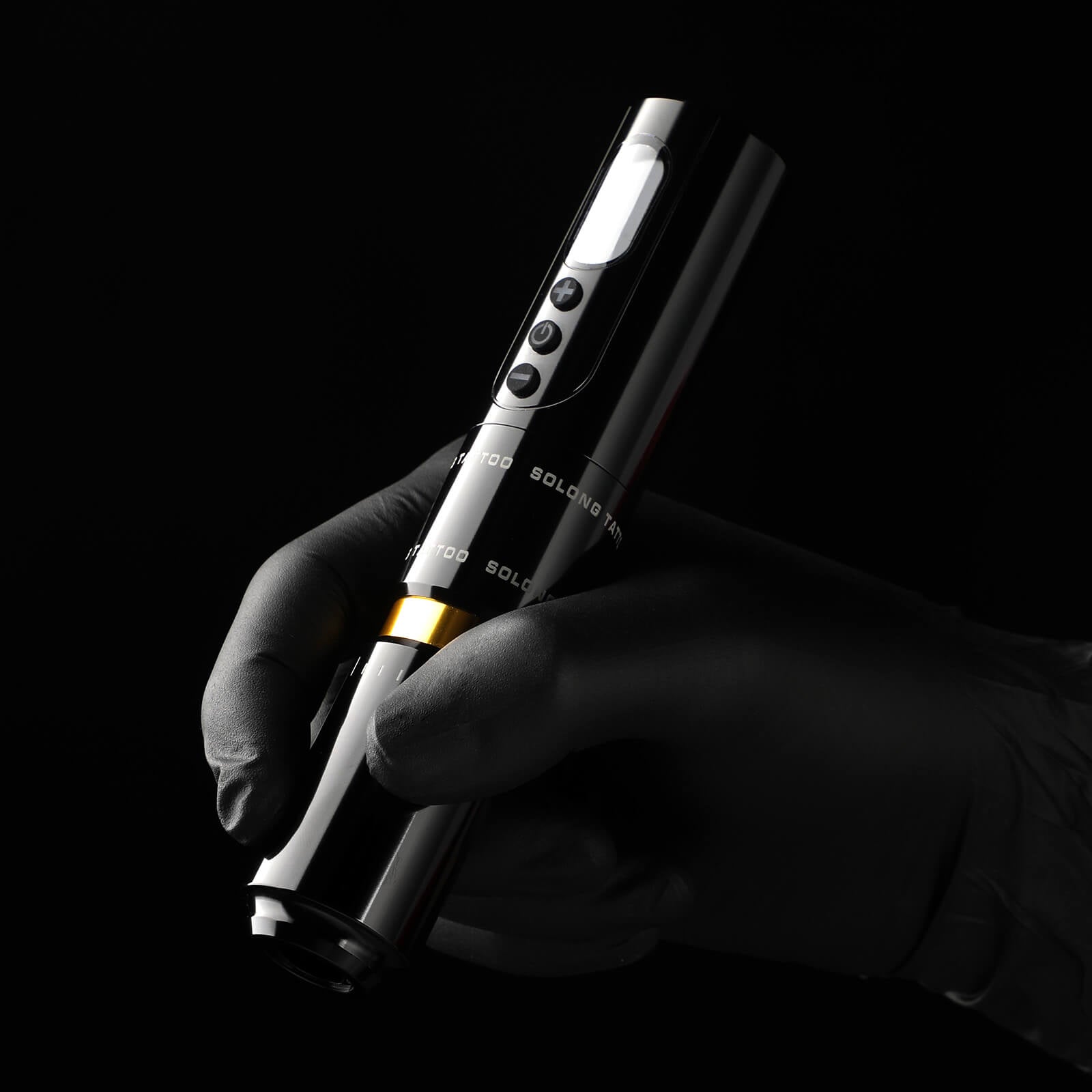SOLONG E97 Tattoo Machine with Two Fast Charging Batteries Digital LED Display Rotary Tattoo Pen for Artists Black
