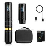 SOLONG E97 Tattoo Machine with Two Fast Charging Batteries Digital LED Display Rotary Tattoo Pen for Artists Black
