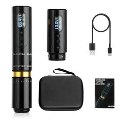 SOLONG E97 Tattoo Machine with Two Fast Charging Batteries Digital LED Display Rotary Tattoo Pen for Artists Black