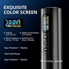 SOLONG E97 Tattoo Machine with Two Fast Charging Batteries Digital LED Display Rotary Tattoo Pen for Artists Black