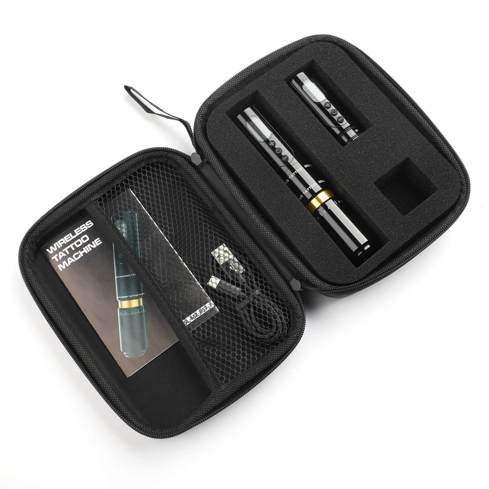 SOLONG E97 Tattoo Machine with Two Fast Charging Batteries Digital LED Display Rotary Tattoo Pen for Artists Black