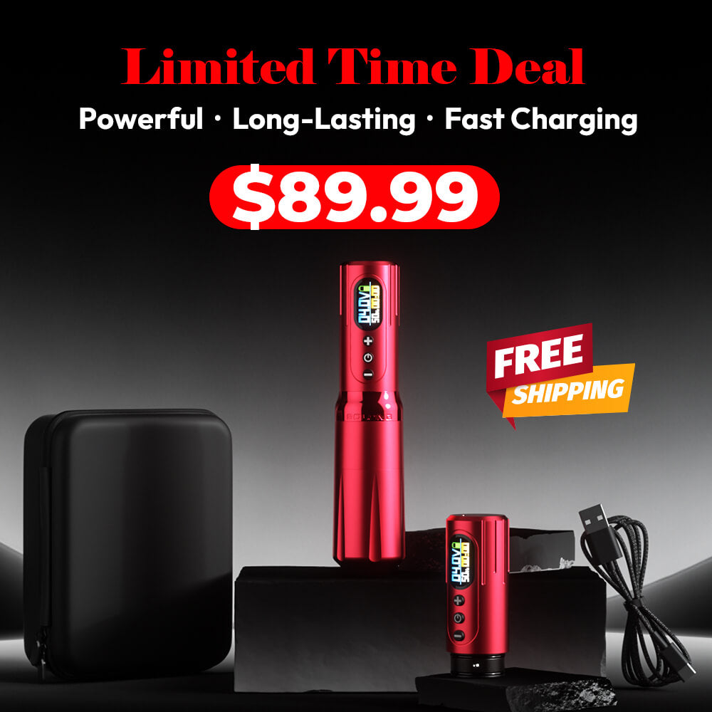 Solong Stroke 4.0mm Tattoo Machine E98 with 2 Batteries, Brushless Motor, Fast Charge