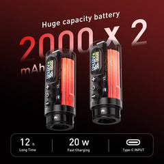 Solong Stroke 4.0mm Tattoo Machine E98 with 2 Batteries, Brushless Motor, Fast Charge