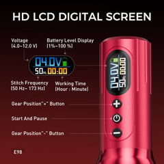 Solong Stroke 4.0mm Tattoo Machine E98 with 2 Batteries, Brushless Motor, Fast Charge