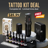 SOLONG E78 Tattoo Kit Tattoo Machine with Two 1600mAh Batteries LED Display Tattoo Gun 20PCS Tattoo Cartridge Needles and 7PCS Ink
