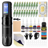Solong SL-TKE200A-1 Wireless Tattoo Gun Kit – 7 Adjustable Stroke Lengths, 1600mAh Battery, Cartridge Needles, Color Inks & Custom Wallpaper for Beginners & Pros