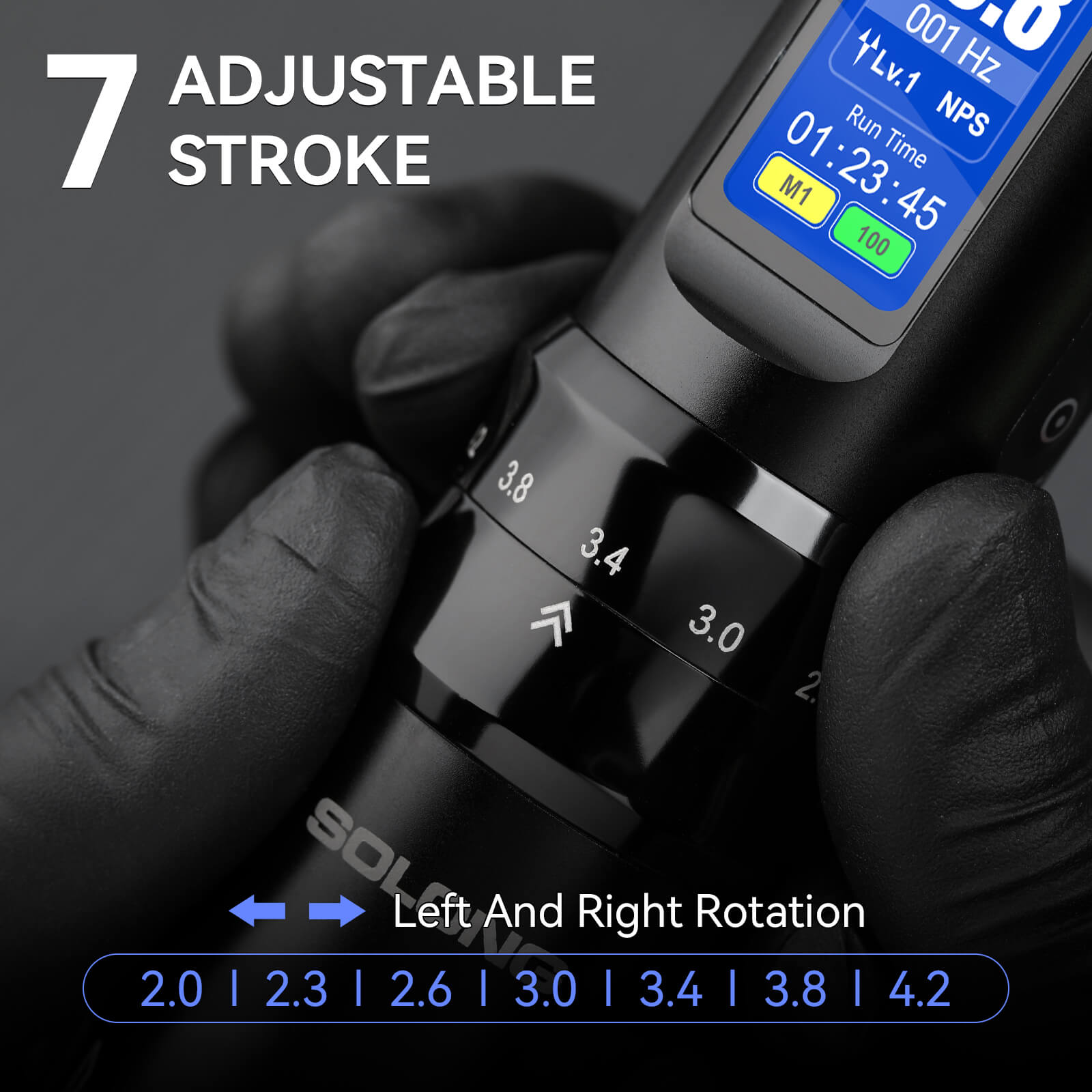 Solong SL-TKE200A-1 Wireless Tattoo Gun Kit – 7 Adjustable Stroke Lengths, 1600mAh Battery, Cartridge Needles, Color Inks & Custom Wallpaper for Beginners & Pros