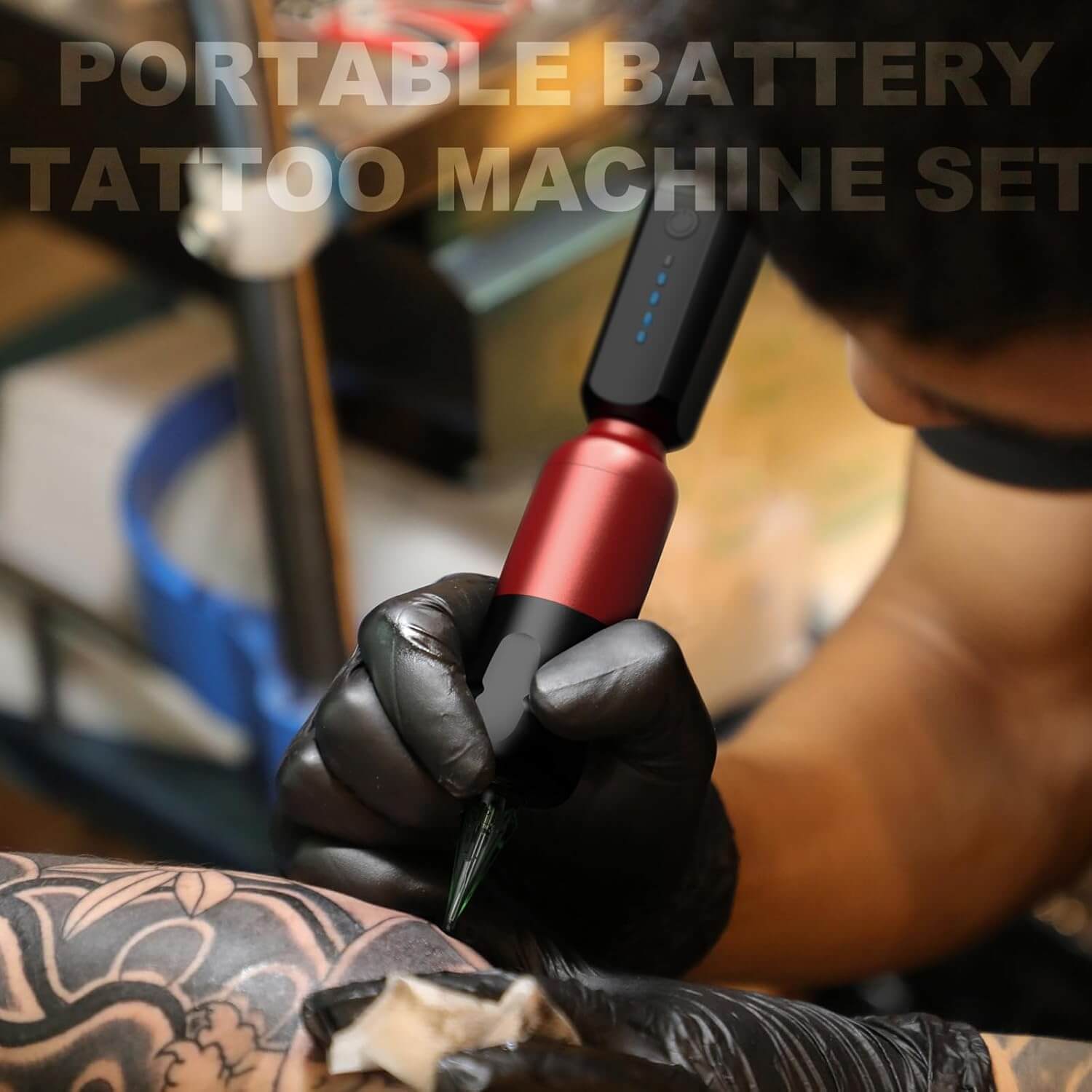 Solong SLQ53KITP803-2 Wireless Tattoo Gun Kit – 1600mAh Battery, 40Pcs Cartridge Needles, 120ml Black Ink + 14 Colors, Complete Beginner Tattoo Supply Set
