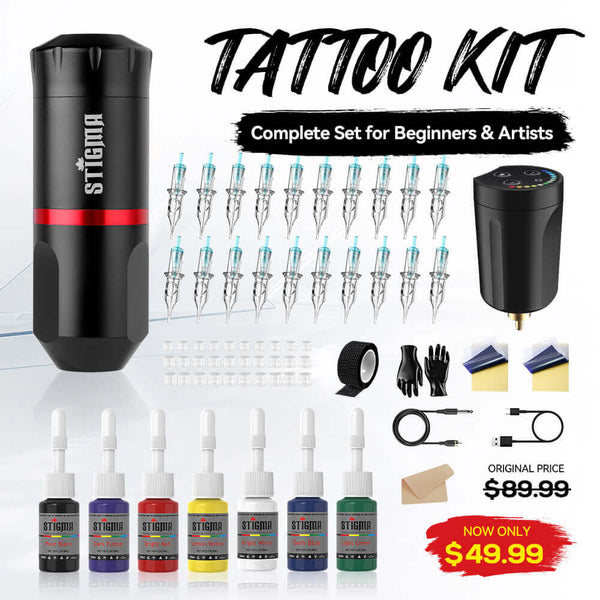 STIGMA Tattoo Machine Kit Q49 Tattoo Machines with 7 Color Inks & 20PC