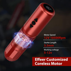 Tattoo Gun,Effeer Complete Wireless Tattoo Gun LED Screen Display Tattoo Kit with 40pcs Cartridge Needles Tattoo Ink Practice Skin Bandage for Beginners