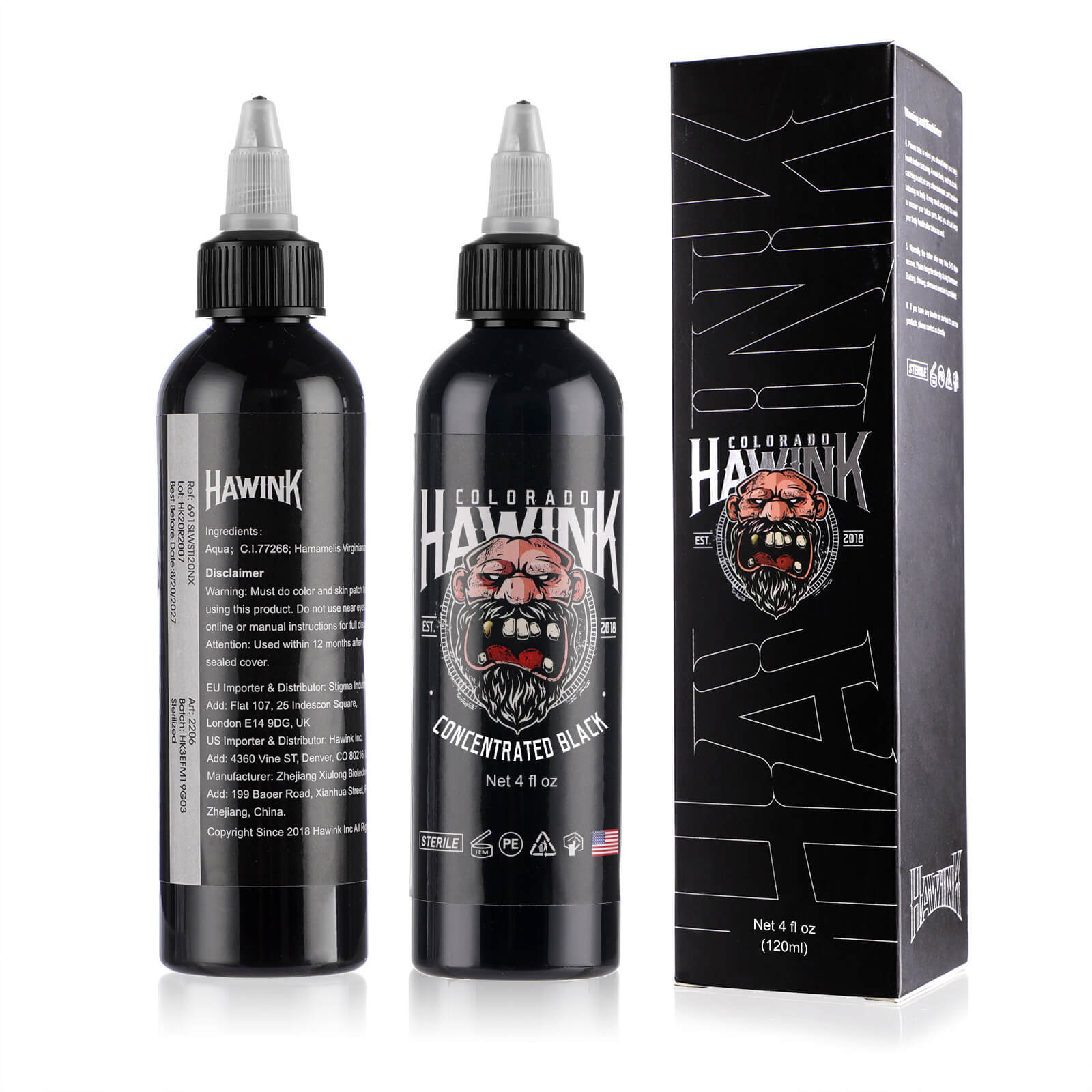 Tattoo Ink Pure Black and Concentrated Black 15-240ml HAWINK (sig)