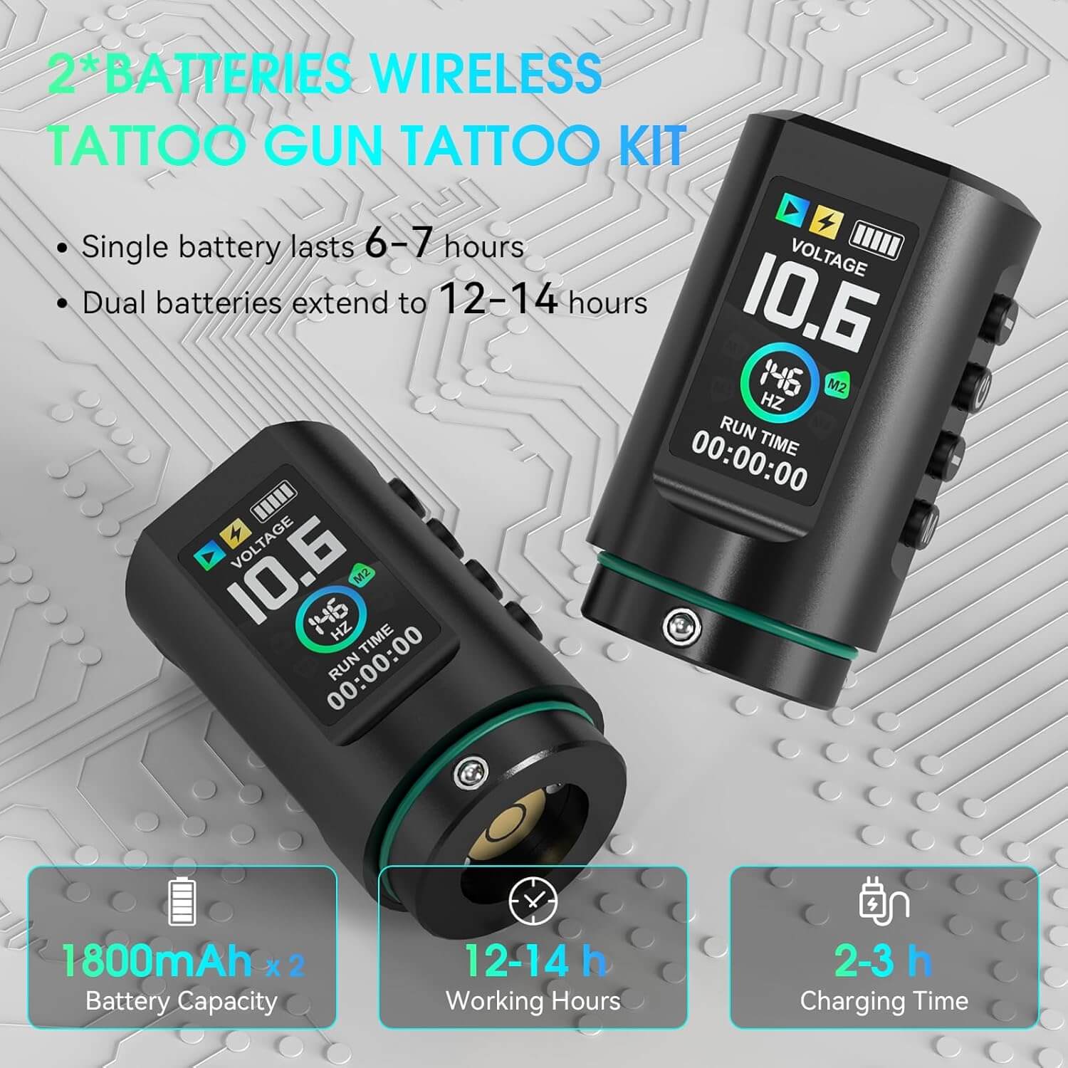 Solong E201 Wireless Tattoo Pen with 7 Stroke Lengths & Dual 1800mAh Batteries – 14H Runtime, High Torque Motor