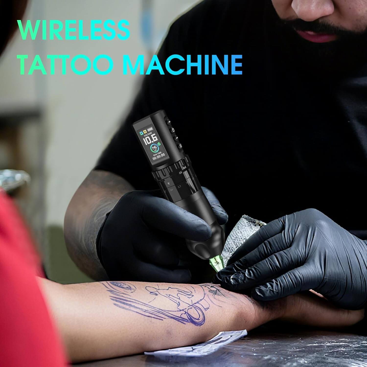 Solong E201 Wireless Tattoo Pen with 7 Stroke Lengths & Dual 1800mAh Batteries – 14H Runtime, High Torque Motor