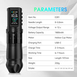 Solong E201 Wireless Tattoo Pen with 7 Stroke Lengths & Dual 1800mAh Batteries – 14H Runtime, High Torque Motor