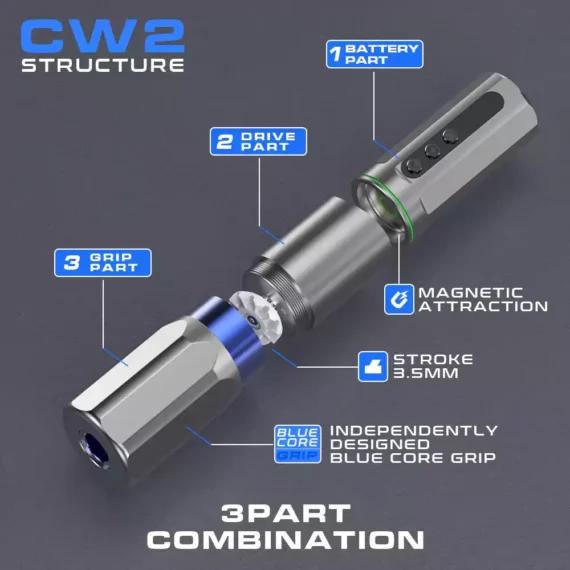 CNC CW2 juhtmeta tätoveerimismasin + topeltpatareid