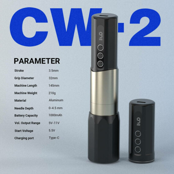 CNC CW2 ワイヤレス タトゥー マシン + デュアル バッテリー