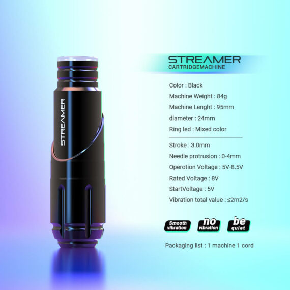 قلم الوشم الدوار Solong Streamer Motor، ماكينة الوشم باللون الأسود EM130-PRO