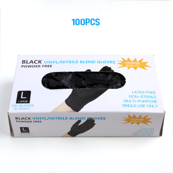 قفازات سولونج تاتو سوداء للاستعمال مرة واحدة، مقاس كبير، 100 قطعة