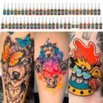 Set di inchiostri per tatuaggi Solong 54 colori completi 1/6 oz (5 ml) TI1001-5-54