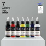 Juego de tinta para tatuaje Solong 7 colores completos 1 oz (30 ml) TI301-30-7