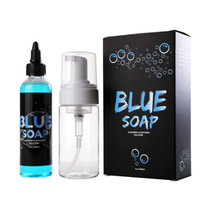 Solong 4OZ Tattoo Blue Soap + 100 مل محلول شفاء مهدئ لتنظيف الزجاجة الرغوية