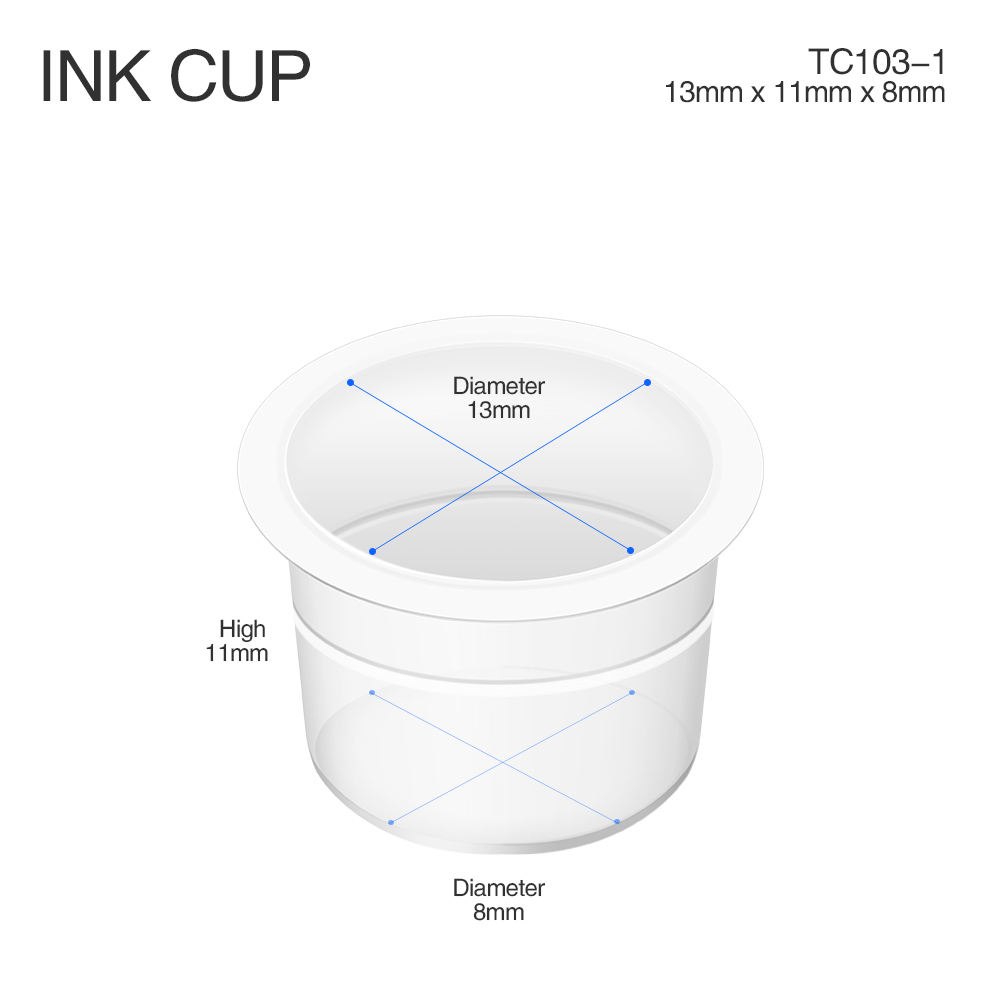 Чаши за мастило за татуировки Пластмасови капачки Малък размер Бял цвят TC103-1 1000 бр.