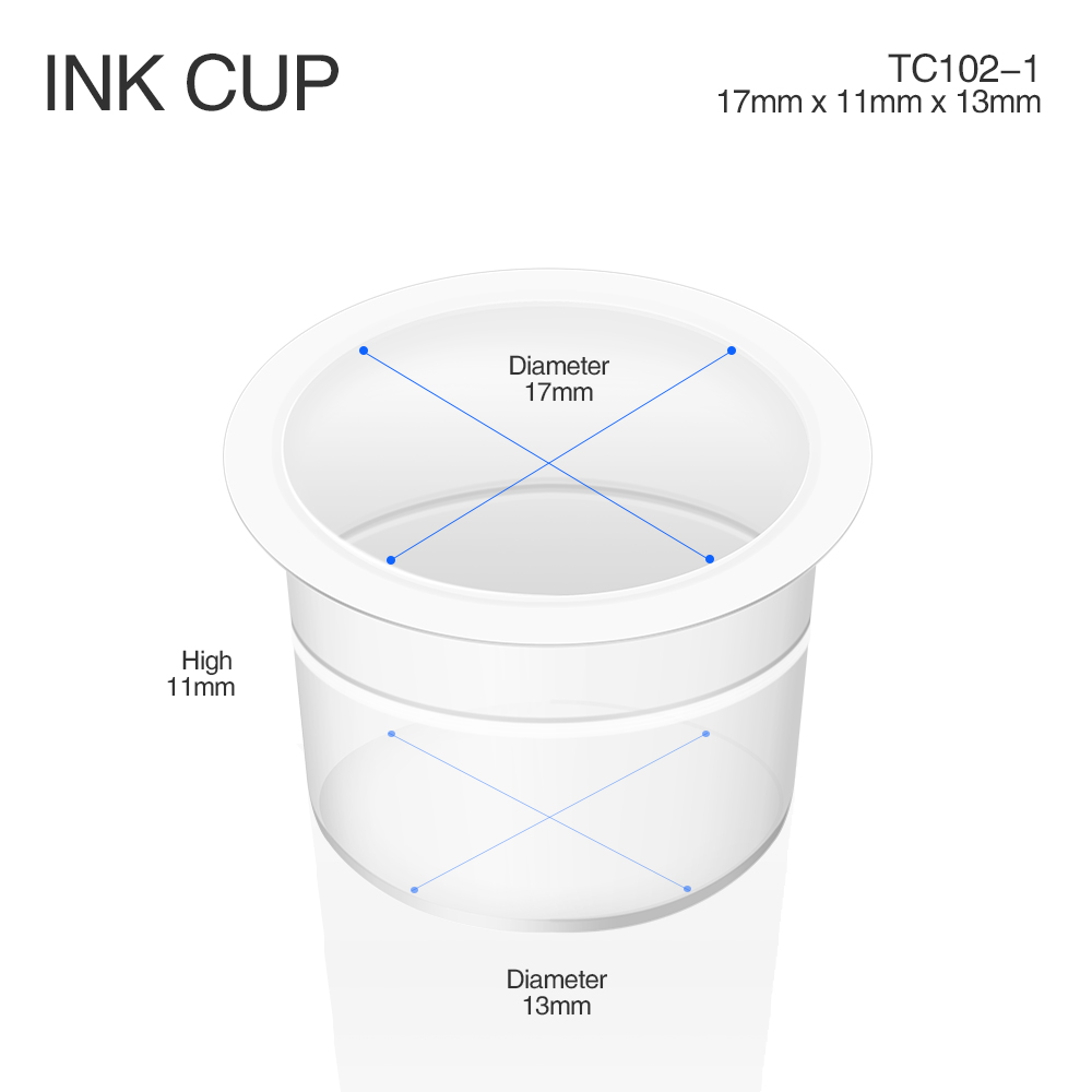 Kelímky na tetovací inkoust Plastové krytky Bílá barva 1000 ks