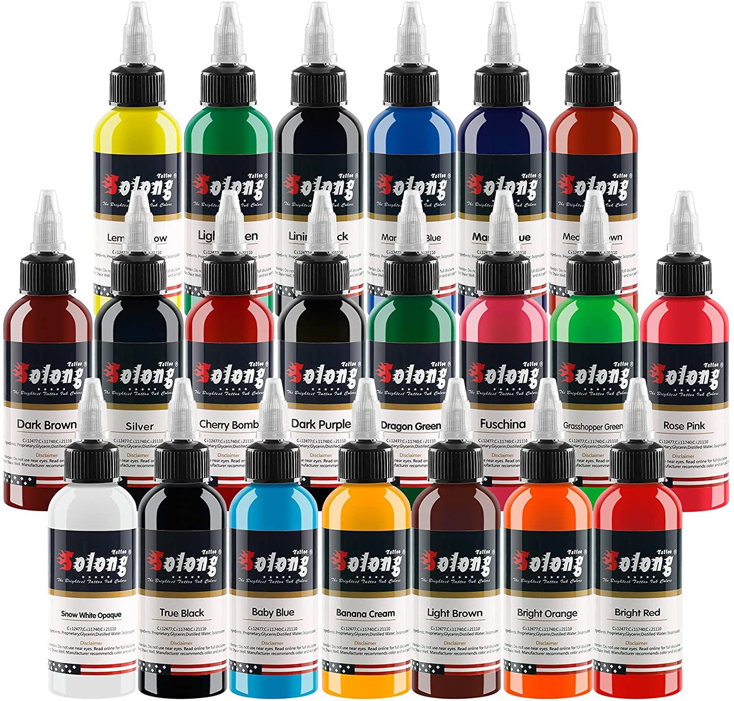 Solong Tattoo Ink Set 54 Complete Colors Pigment Kit 1/6oz (5ml) Tattoo  Supply for Tattoo Kit TI1001-5-54
