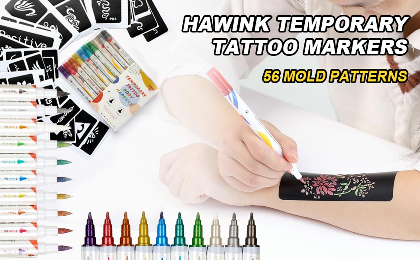 Temporary Tattoo Markers for Skin