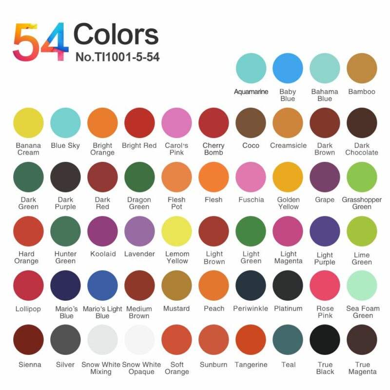 סט דיו לקעקע סולונג 54 צבעים שלמים 1/6 אונקיות (5 מ&quot;ל)